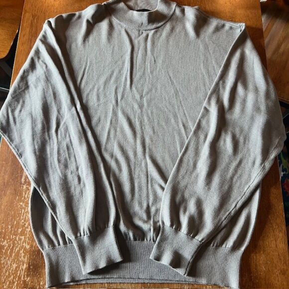 Silk Blend Baracuta Grey Mock Turtle Neck Knit Sweater - Picture 1 of 4